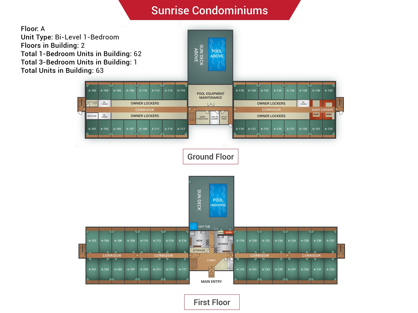 Floor Plan for Sunrise A-129 - Sunday River Condo