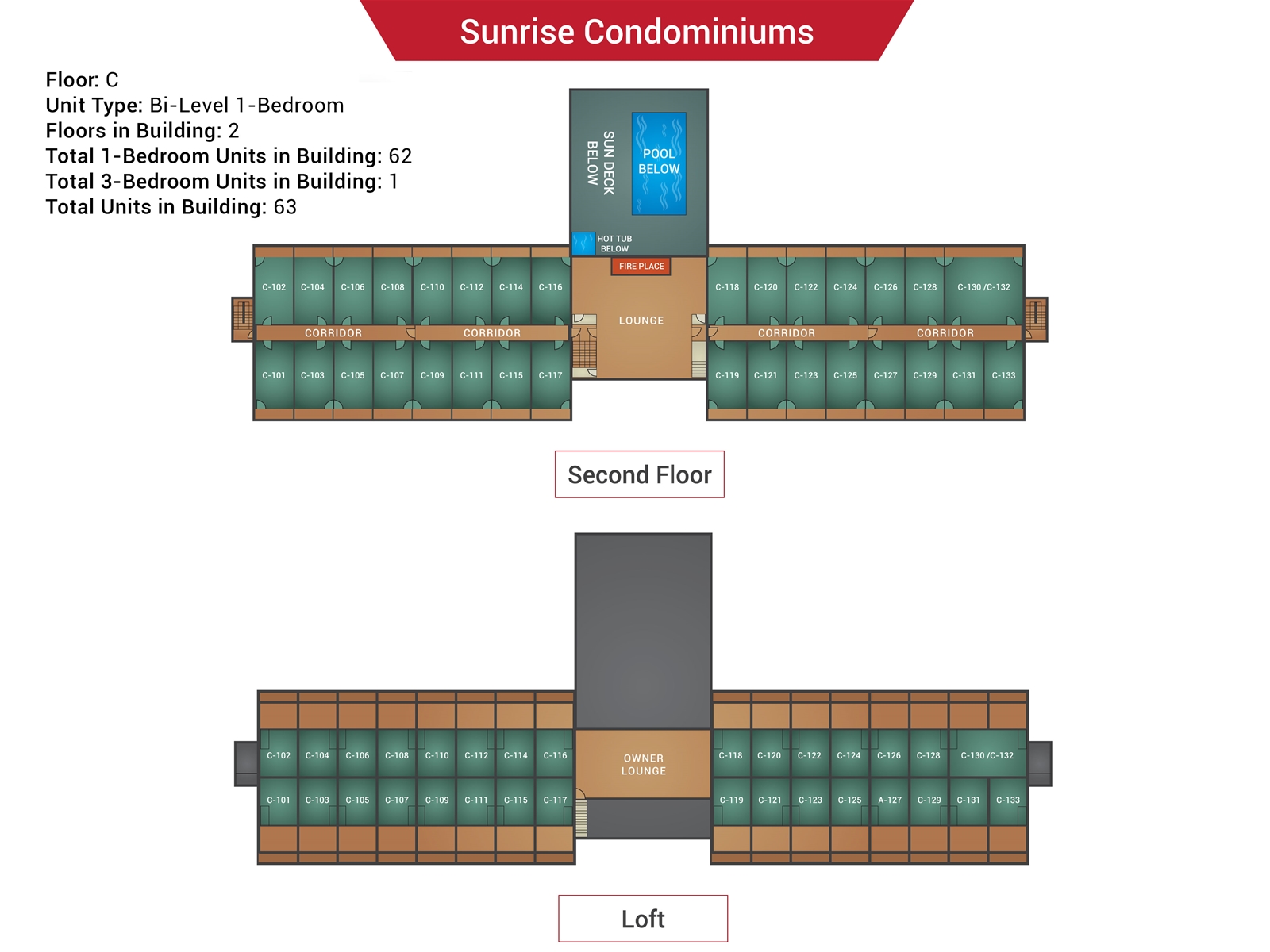 Floor Plan for Sunrise C-102 - Sunday River Condo